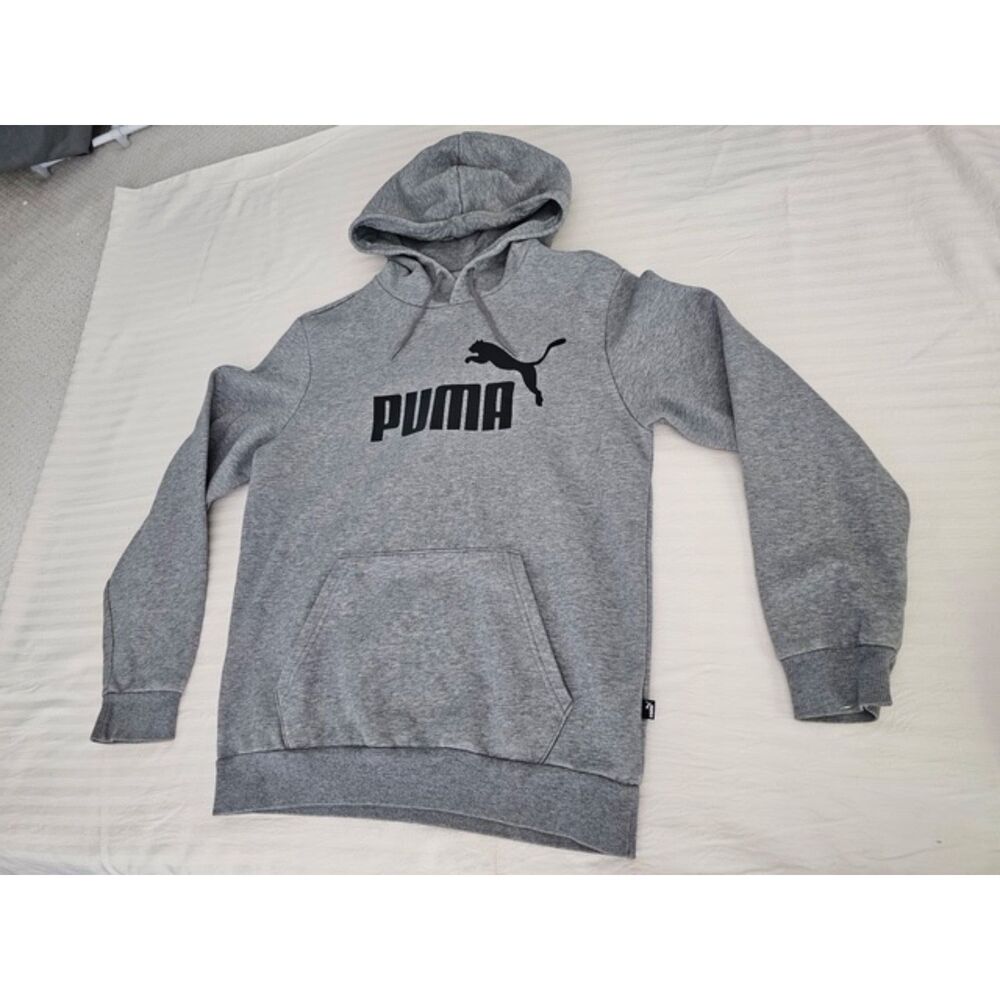 Puma Fleece Pullover Hoodie Size S - Grey - Read Description (Stain)